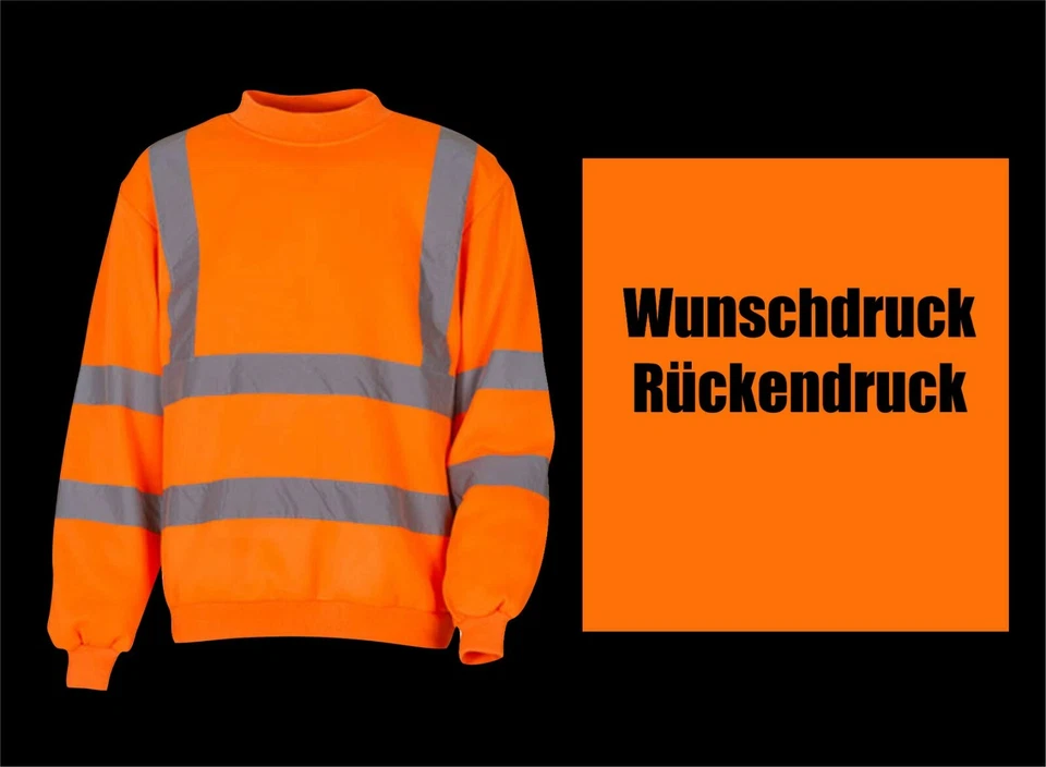 YOKO Warnschutz Sweatshirt neon orange Warn Schutz Pullover mit Werbung Firmenname