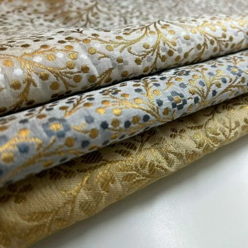 Ornamental Brocade Fabric Ditsy Floral Gold Metallic Jacquard Material 44" Meter - Image 1 of 2