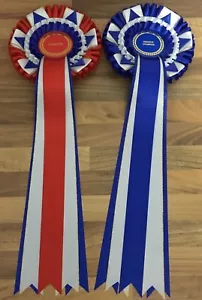 Rosette Champion & Reserve Champion con code da 5, 18 pollici SPEDIZIONE GRATUITA - Foto 1 di 2