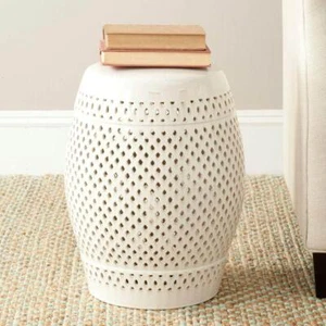 SAFAVIEH Garden Stool 17.5" Weather Resistant Cream w/ 195lb Weight Capacity - Picture 1 of 3