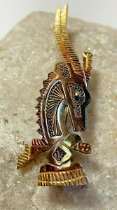 18K Yellow Rose Gold Handmade African Gazelle Artisan Pin 10.45g Jewelry Brooch - Picture 1 of 12
