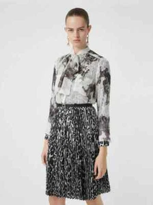 Camisa Blusa Top BURBERRY Para Mujer Seda Transparente Estampado Cupidos Cuello Lazo Talla 38IT/4US - Imagen 1 de 18