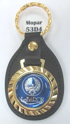 Llavero azul Chrysler LeBARON 53D4 cuero negro real/tono dorado 1989 1990 1991 Foto 1 de 4