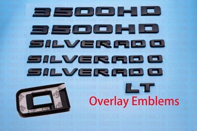 Sobreposição de emblema placa de identificação emblema Fit 2020-2022 preto fosco Silverado 3500HD LT - Imagem 1 de 4