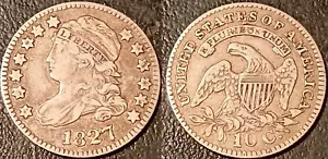 Etats-Unis - Liberty cap dime argent 1827 TTB ! KM#42 - Foto 1 di 1