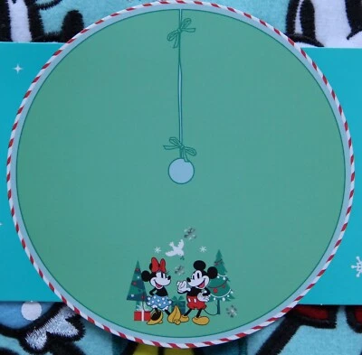 Disney 48 in Diameter Mickey & Minnie Mouse Green Christmas Tree Skirt NWT - Image 1 of 2