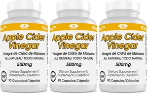 3 Pack Vita Plus apple cider vinegar 500 mg 90 capsules - Picture 1 of 5