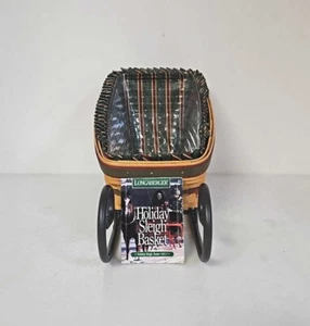 Longaberger Large Holiday Sleigh Basket Runner Combo w/ Liner and Protector - Picture 1 of 10