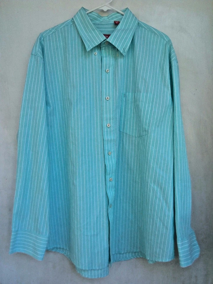 IZOD Мужская рубашка XL очень большой 35/36 бирюзовый Aqua морской пены 100% хлопок новый  - Изображение 1 из 1