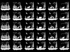 Moon Valley Bear Deer Moose Wolf 30 pcs White Fused Glass Decals - Picture 1 of 2