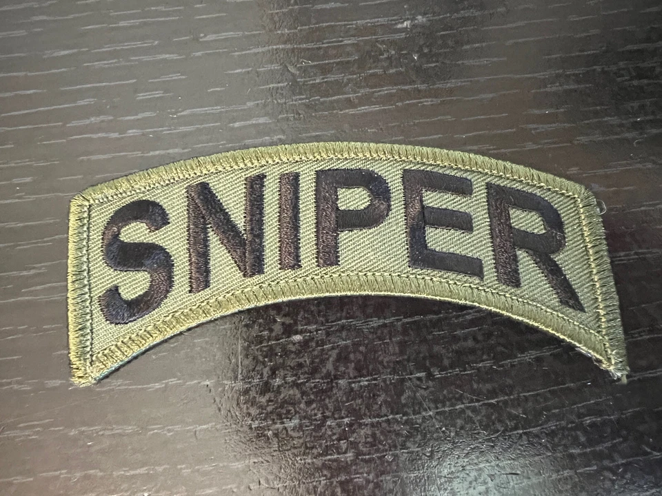 SNIPER color rocker tab 4" Embroidered Patch repro shoulder OD green U.S. Army - Image 1 of 1