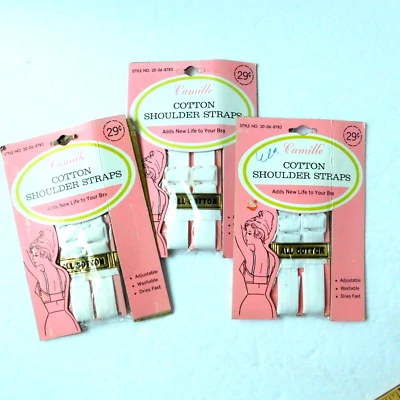 Lote de 3 correas de hombro ajustables de algodón vintage Camille NOS - sujetador o braguita Foto 1 de 4