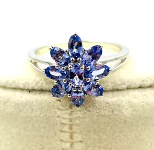 Tansanit Edelstein Blume Cluster 925 STS D'Joy Ring Größe 10 Neu mit Etikett OVP - Bild 1 von 12