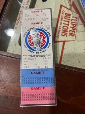 Boston Celtics Detroit Pistons 1991 clincher larry bird  game 6 full ticket stub - Image 1 of 2