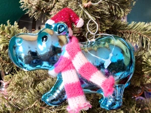 Blue Hippo Candy Christmas Fun Ornament Nora's - Picture 1 of 9