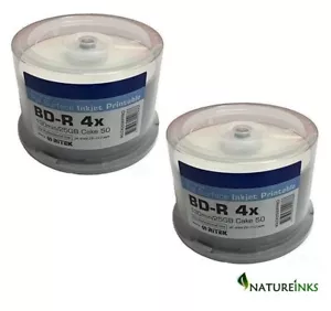 100 Ritek Pro Blank Blu Ray Discs 4x Inkjet Printable BD R 25GB 130mins UK Stock - Picture 1 of 3