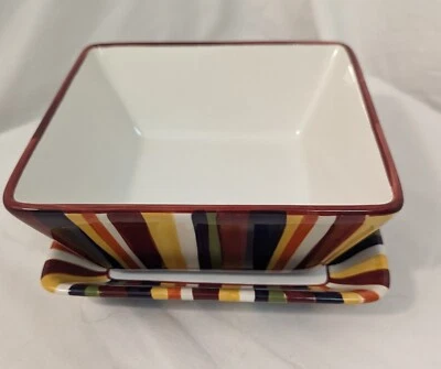 Pampered Chef Simple Additions 7 1/4” Rayas Cuadrado Tazón y Plato Ensalada  Foto 1 de 4