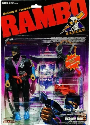 RAMBO S.A.V.A.G.E. Boneco Black Dragon, Vintage 1985/86 Colecionável, Novo! MOSC!! - Imagem 1 de 2
