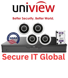 UNV 4x5MP Fisheye IP Cameras 8Ch 8MP NVR 2TB NDAA Uniview Network SecurityBundle - Bild 1 von 4