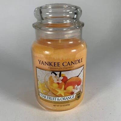 RETIRED Yankee Candle "STAR FRUIT & ORANGE Large 22 oz Unlit FRESH ~ RARE ~ NEW - Image 1 of 4