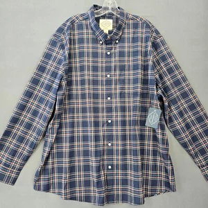 St. John's Bay Men Shirt Size 2XL Blue Stretch Plaid Button Down Long Sleeve Top - Picture 1 of 10