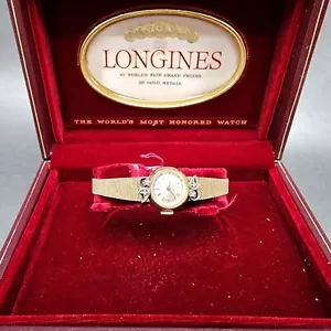 Longines Watch Women 17mm Silver Dial Gold Tone Diamond Manual Wind Runs NOS - Picture 1 of 13