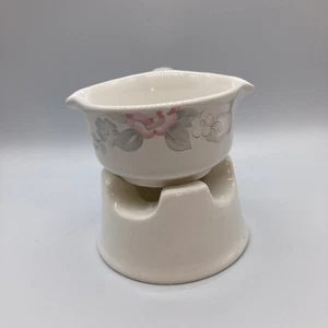 Pfaltzgraff Wyndham Tea Light Sauce / Butter Warmer Cream/Pink/Blue 2 Part - Picture 1 of 6