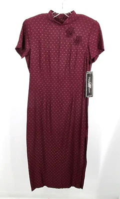Nuevo con etiquetas Vestido Lápiz Midi Vintage MOLLY MALLOY Mujer Talla 10 Borgoña Inspirado en Asia Foto 1 de 4
