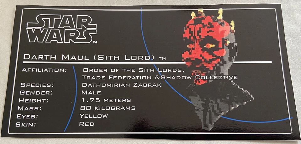 MARKENLOS Lego Star Wars Adesivo Personalizzato Stile UCS per 10018 Darth Maul