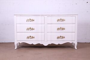 John Widdicomb French Provincial Louis XV White Lacquered Six-Drawer Dresser