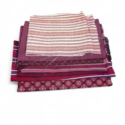 7pc Bundle Lot Maroon Red 100% Italian Silk Fabric Remnants Sewing DIY - Image 1 of 4