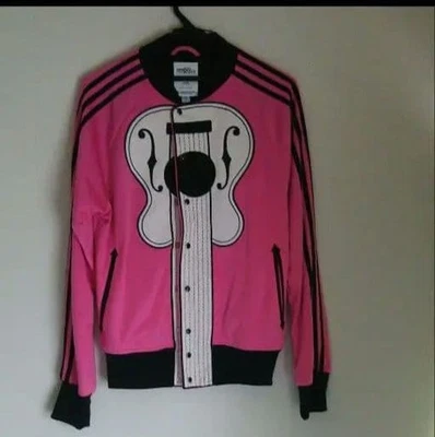 KILLER pink JEREMY SCOTT x ADIDAS musical notes GUITAR TRACK JACKET Nashville S - Image 1 of 4