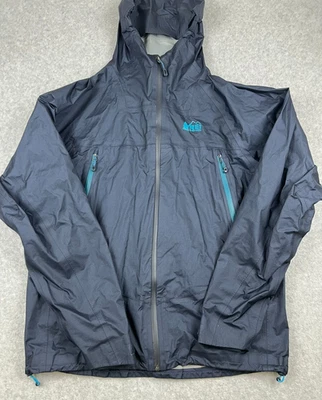 Chaqueta de Lluvia Impermeable REI Co-op eVent Para Hombres L Con Capucha Concha Senderismo Aire Libre Azul Foto 1 de 4