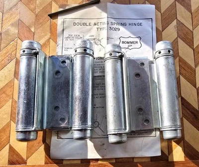 4 Inch Bommer Double Acting Hinges (pair) Saloon, Cafe Hinge 3029 Heavy Duty NOS - Image 1 of 4