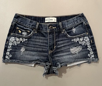 Pantalones Cortos de Jean Abercrombie Niños Niñas Talla 16 Corte Envejecido Bordado, Fitch Foto 1 de 4