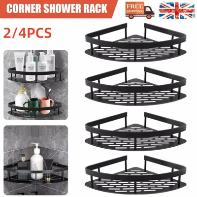 2X Self-Adhesive Shower Shelf Bathroom Caddy Kitchen Storage Rack Tidy Organizer