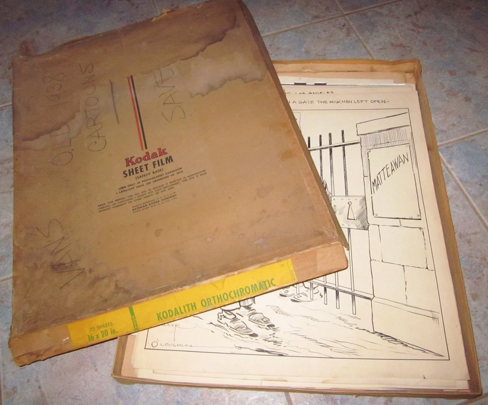 105 year old original art - 10 pcs - Prohibition LA WWI Political Cartoon Kodak - Image 1 of 4