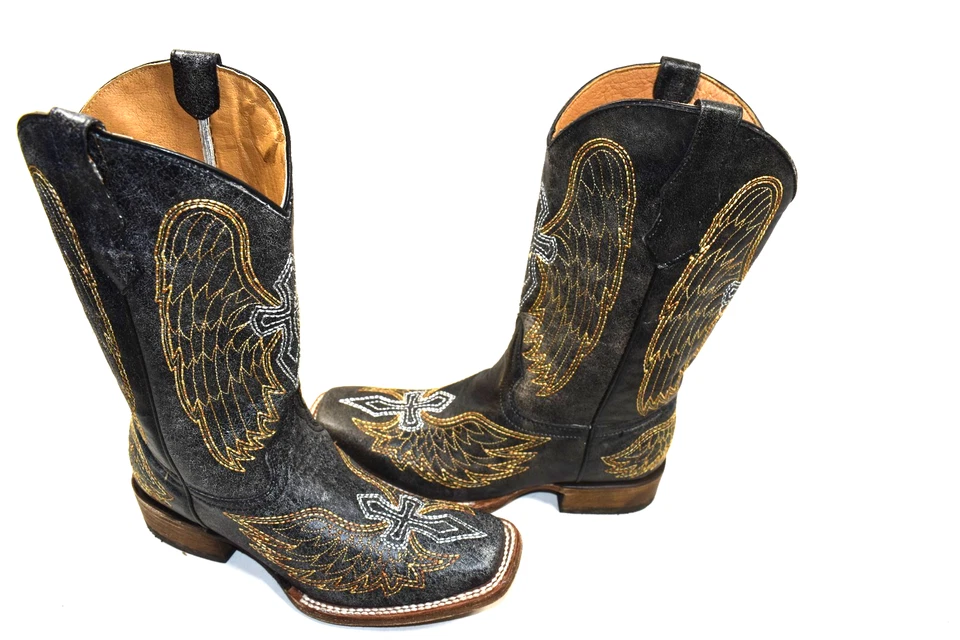 CORRAL Cuero Puntera Cuadrada Cruz NIÑAS GOLDIE Botas Aladas 4.5 M Estilo A1032 Foto 1 de 4