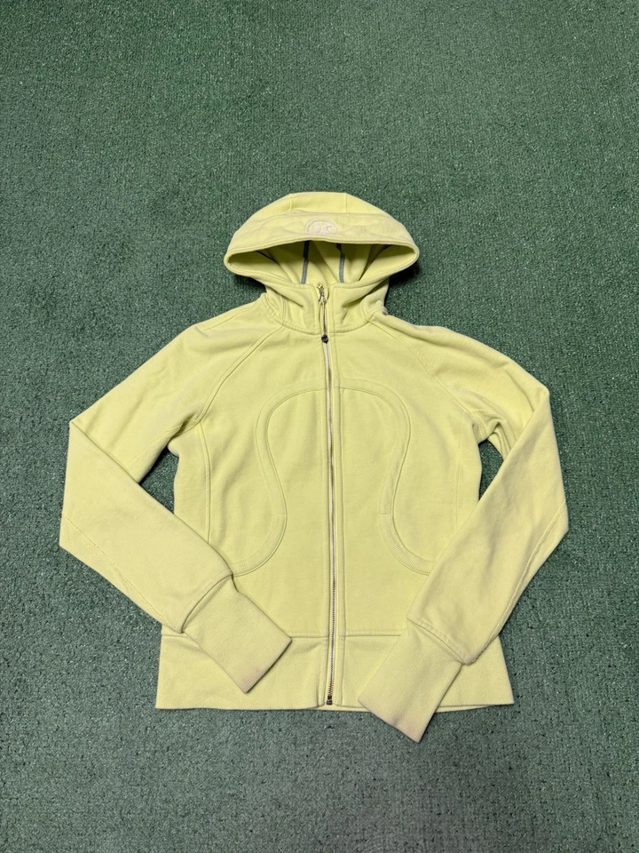 Lululemon Sudadera con Capucha de Buceo Mujer Talla 6 Cremallera Completa Chaqueta Amarillo Neón Agujero para el Pulgar MARCADO Foto 1 de 4