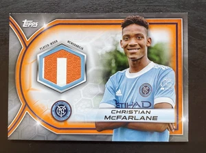 2023 Topps MLS Christian McFarlane Player Worn 2 CLR Relic Orange 4/25 NYCFC - Bild 1 von 3