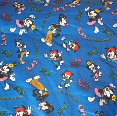 De colección 1994 Animaniacs Tela Azul Warner Brothers Dibujos Animados Algodón 44" x 3+ Yardas Foto 1 de 4