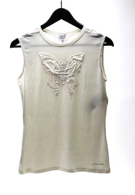 Camiseta sem mangas Armani Junior para meninas, creme, tamanho 12A - Imagem 1 de 3
