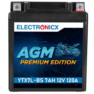 Electronicx YTX7L-BS Motorradbatterie AGM 12V 7Ah – Leistungsstarke Batterie für - Bild 1 von 4