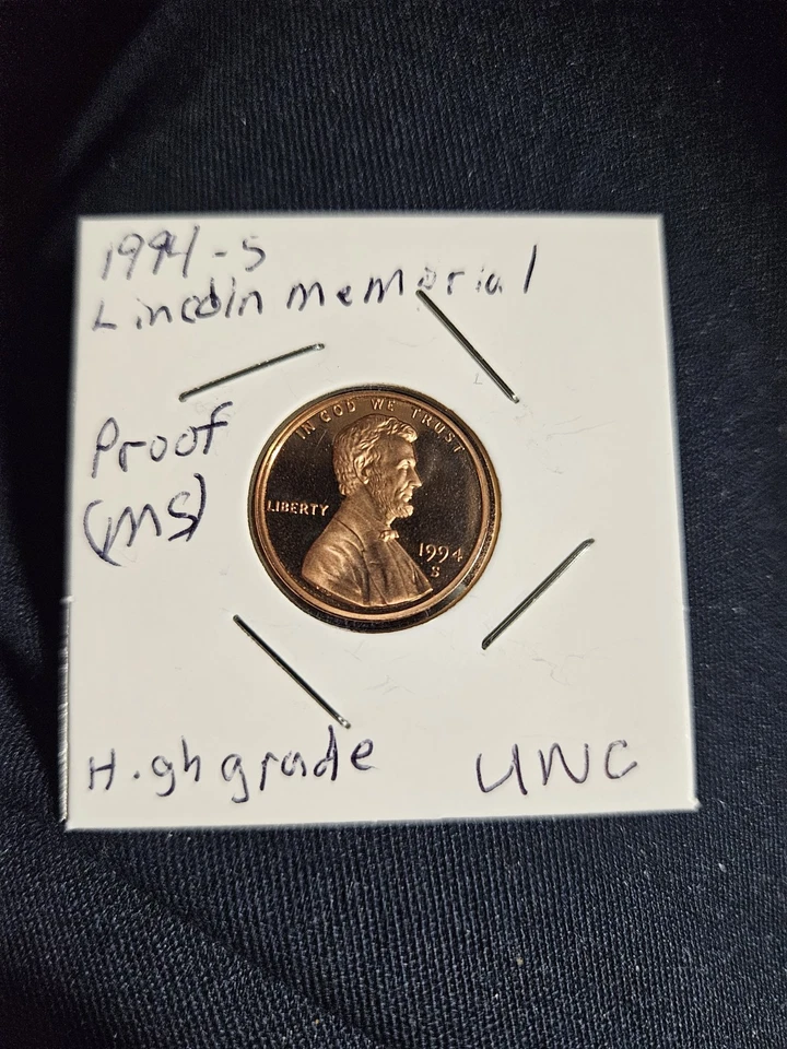 1994 S Lincoln Memorial Penny Proof, High Grade, UNC. (MS)  #18 - Image 1 of 4