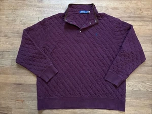 Polo Ralph Lauren 1/4 Snap Button Sweater Pull Over 2XL Maroon Cotton - Picture 1 of 8