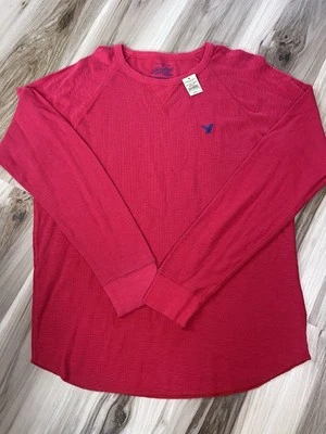 New American Eagle Mens XL Heritage Red Thermal Waffle Knit Long Sleeve Shirt - Image 1 of 4