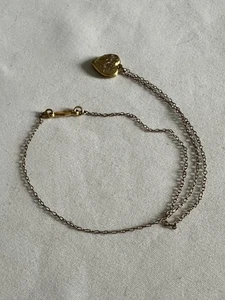 Collana catena medaglione cuore pieno oro 12 carati H.F.B piccola piccola piccola 14” N1-1 - Foto 1 di 6