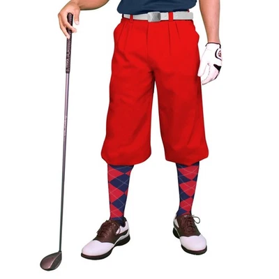 Golf Knickers Red Microfiber (Plus Fours) for Men, Sizes 22-60 - Image 1 of 4
