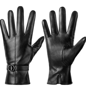 Dsane Women's Medium Black Faux Leather Touchscreen Winter Driving Gloves NWT - Picture 1 of 7