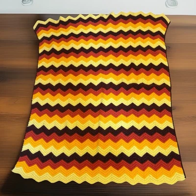 Manta afgana de lana pesada de colección Chevron cama sofá manta roja marrón 68Lx55W Foto 1 de 4